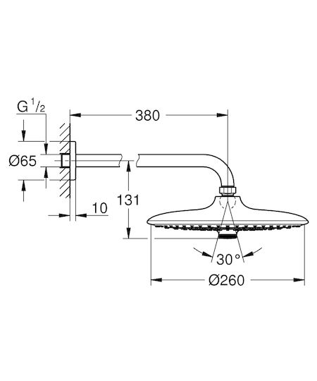 Grohe Euphoria 260 Shower Кръгла Капаче за душ 38см Grohe Euphoria 260 Shower Кръгла Капаче за душ 38см