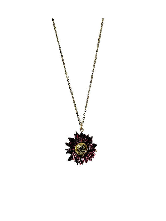 Women's Handmade Flower Necklace Stainless Steel 316l Gold Ros86-2