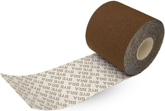 Bye Bra Körperklebeband 5m x 6,5 cm + 3 Paar Satin-Nippelabdeckungen Dunkelbraun