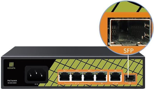 Conexpro Conexpro GNT-P1006GA Unmanaged L2 PoE+ Switch με 5 Θύρες Ethernet και 1 SFP Θύρα