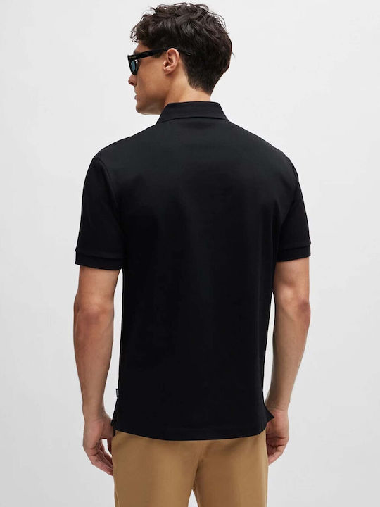 Hugo Boss Parlay Bluza Bărbătească cu Mânecă Scurtă Polo BLACK