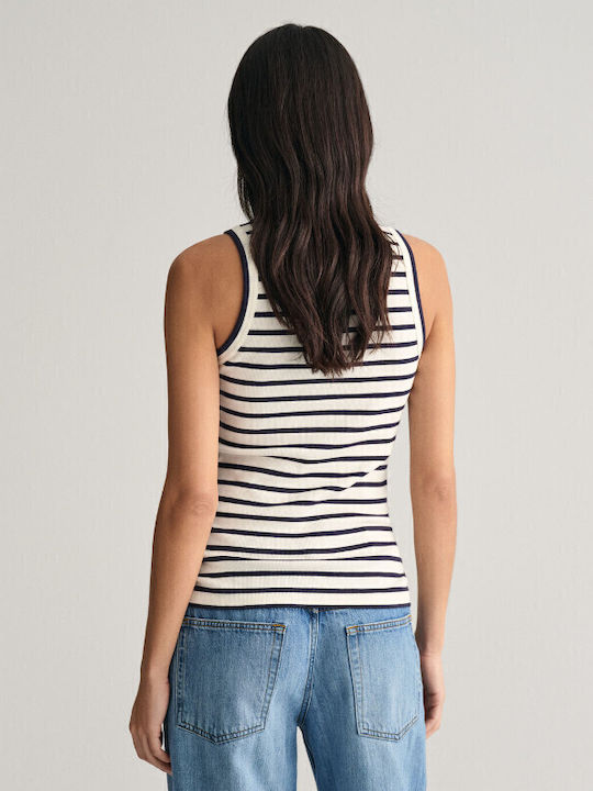 Women's Summer Blouse with Straps Striped White