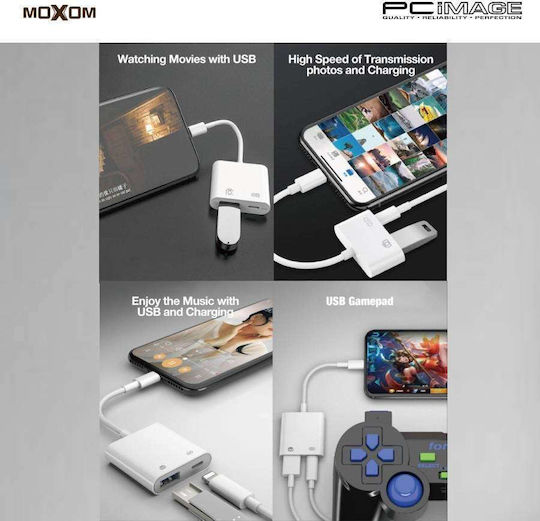 Moxom Конвертор USB-C мъжки към USB-A женски Бял 1бр MX-AX26
