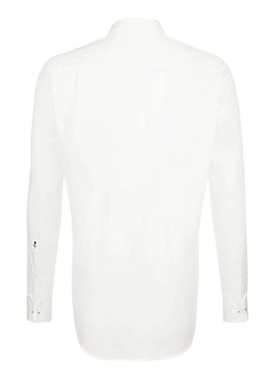 SEIDENSTICKER MEN'S LONG-SLEEVED NON-IRON POPLIN SHIRT WITH DOUBLE CUFFS AND COLLAR BUSINESS KENT PARTY WHITE REGULAR FIT