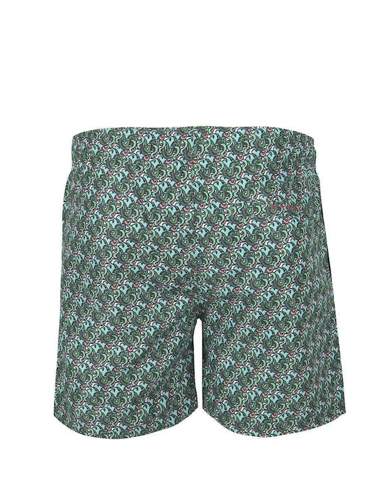 BENIBECA MEN'S KAWSAY SHORT SWIMWEAR WITH GREEN-TURQUOISE PATTERNS