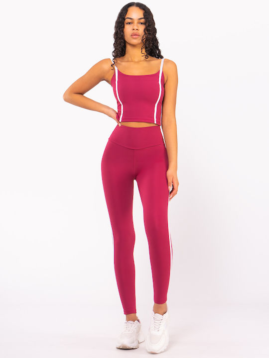 Women's Long Yoga Legging High Waisted Burgundy