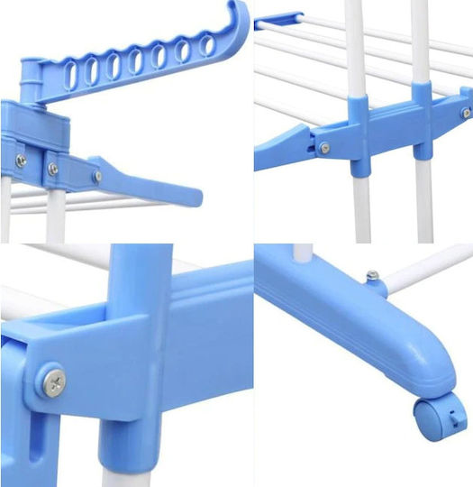 Folding Floor Plastic Clothes Drying Rack with Wheels 78x50cm