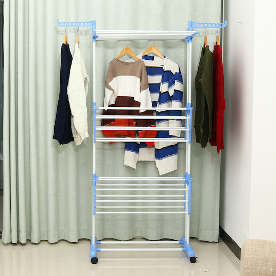 Folding Floor Plastic Clothes Drying Rack with Wheels 78x50cm