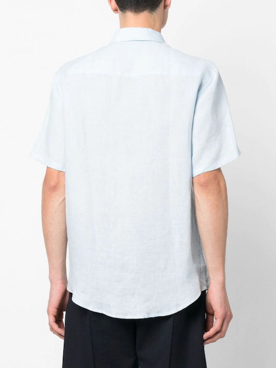 A.P.C. Men's Shirt Short Sleeve Linen Blue