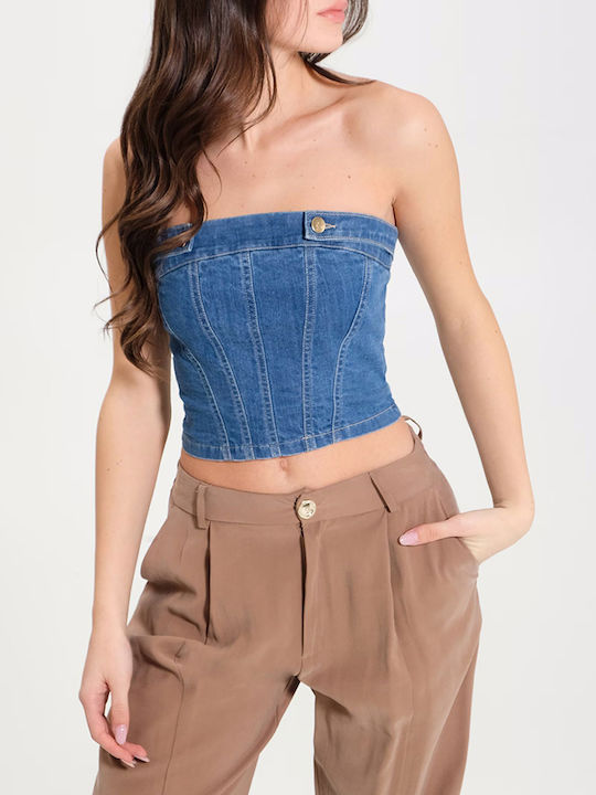 Rinascimento pentru Femei de Vară Crop Top din Bumbac Jeanblue