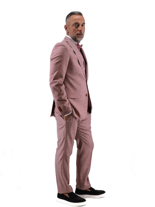 Men's Groom's Suit with Vest Pink