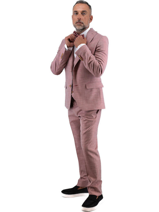 Men's Groom's Suit with Vest Pink