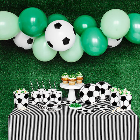 PartyDeco Set De Decorare Pentru Petreceri Fotbal În Culoare Albă 60 Bucăți