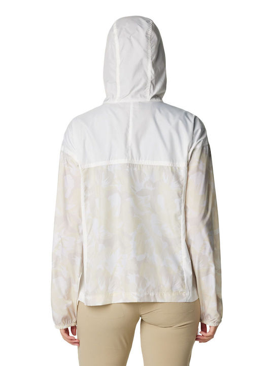 Columbia Women's Short Lifestyle Jacket Windproof for Spring or Autumn with Hood White