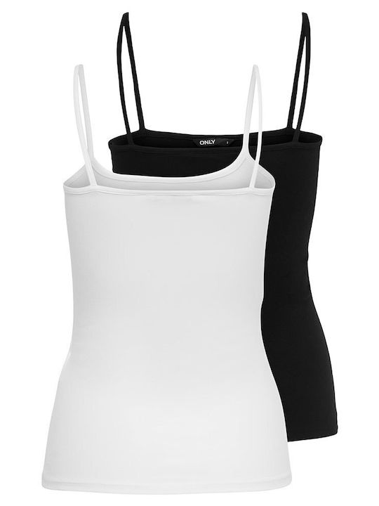 Only Women's Sleeveless Cotton T-Shirt Black 2Pack