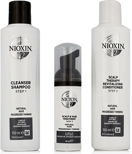 Nioxin System 2 Hair Treatment Set against Hair Loss with Shampoo and Conditioner 3pcs