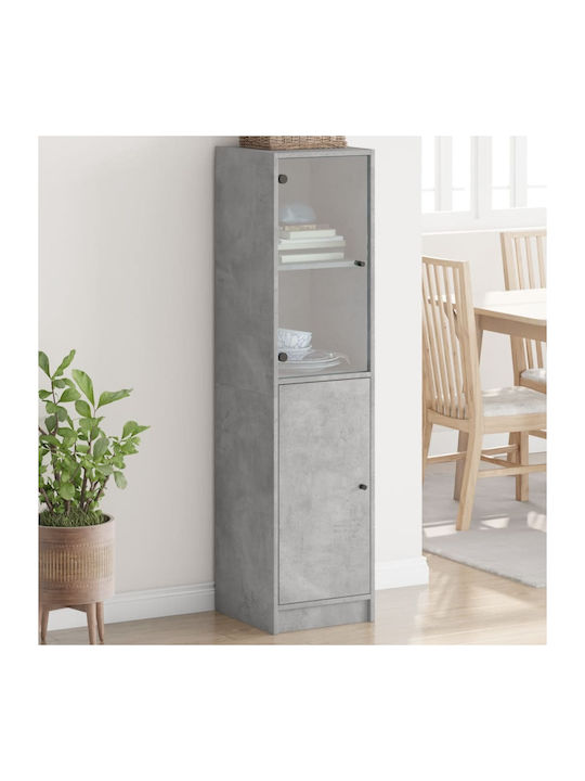 Wand Wohnzimmer Vitrine aus Spanplatte mit Glas Grey 35x37x142cm