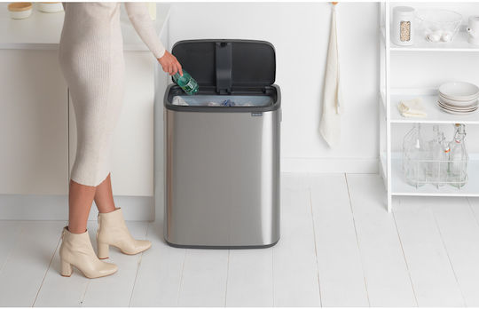 Brabantia Brabantia Mülleimer aus Inox Push 60lt Graues