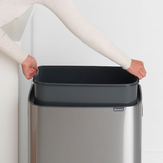Brabantia Brabantia Mülleimer aus Inox Push 60lt Graues