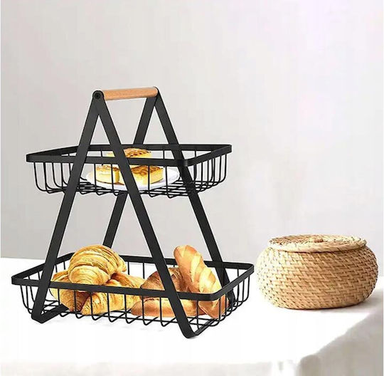 Плодова кошница Метал 2 нива Черен 22x14.5x25бр