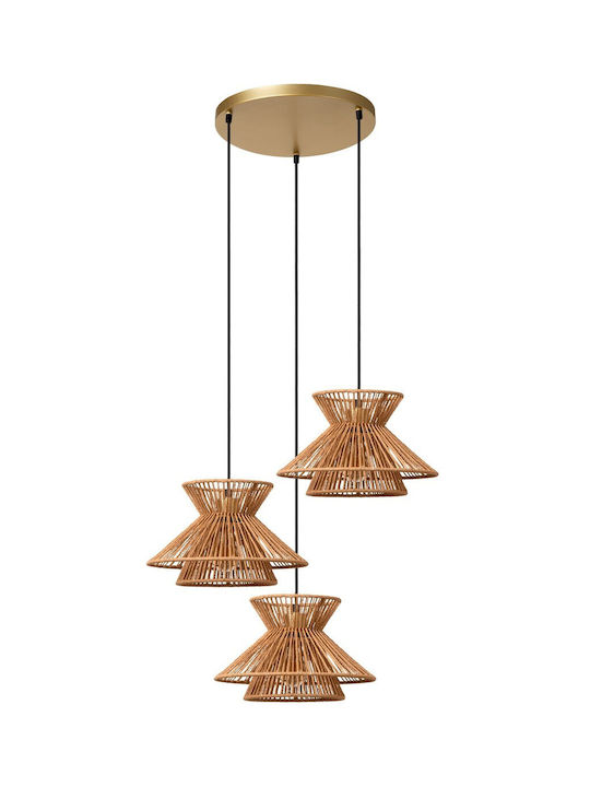 Lucide Lightning Pendant Light Three-Light for Socket E27 Beige