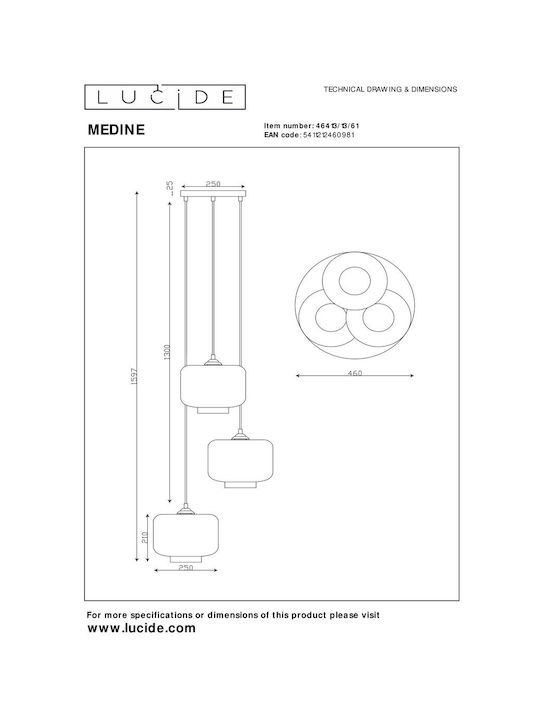Lucide Lightning Pendant Light Beige with Socket E27