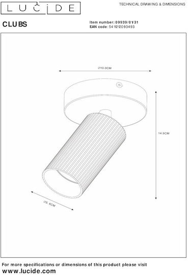 Lucide Lightning Μονό Σποτ με Ντουί GU10 σε Λευκό Χρώμα