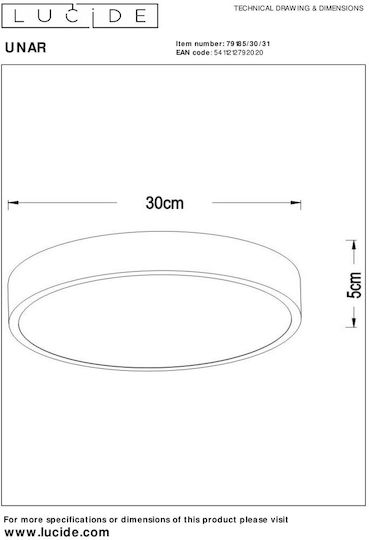 Lucide Lightning Πλαφονιέρα Οροφής Λευκή με Ενσωματωμένο LED