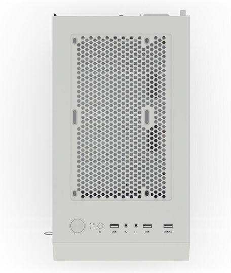 Krux Vako Геймърско бюро Midi Tower Компютърна кутия със страничен прозорец и RGB осветление Бял