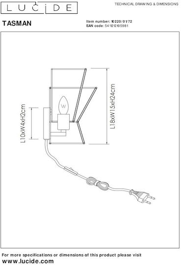 Lucide Lightning Lamp Wall Socket with Socket E14 Beige