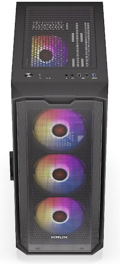 Krux Orona Gaming Midi-Turm Computergehäuse mit Seitenfenster Schwarz