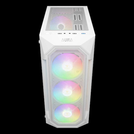 Gamdias AURA GC1 Elite Gaming Midi Tower Κουτί Υπολογιστή με Πλαϊνό Παράθυρο και RGB Φωτισμό Λευκό