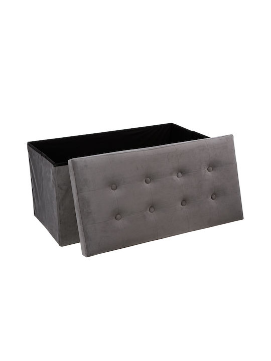 Stool Bench Stool With Storage Space Upholstered with Velvet A-s Lysandre Grey Grey Velvet 76x38x38cm