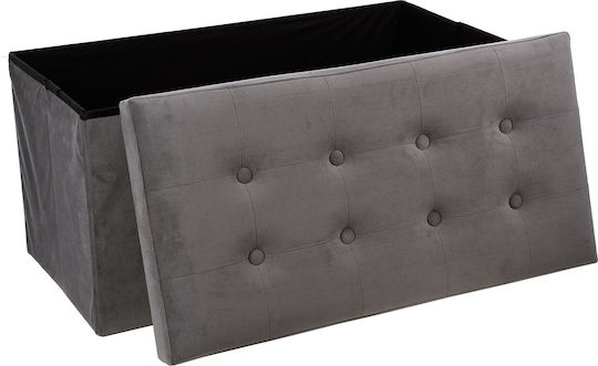 Taburet cu Spațiu de Depozitare Îmbrăcat în Catifea A-s Lysandre Gri Gri Catifea 76x38x38cm