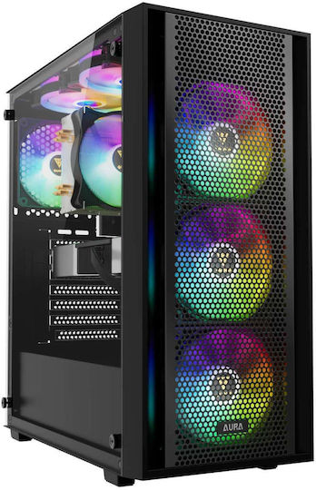 Gamdias AURA GC2 ELITE Gaming Midi Tower Computer Case with Side Window and ARGB Lighting Black