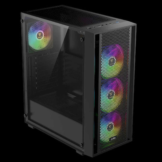 Gamdias AURA GC2 ELITE Gaming Midi Tower Computer Case with Side Window and ARGB Lighting Black