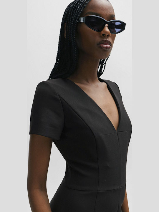 Sommer Midi Damenkleid Schwarz