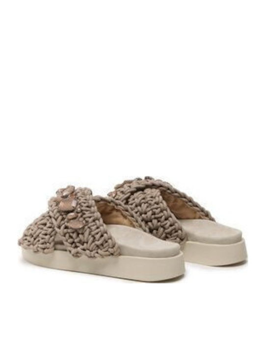 Flache Sandalen für Damen in Braun Farbe