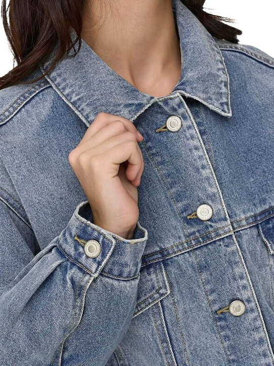 Only Women's Long Jean Jacket for Spring or Autumn Blue