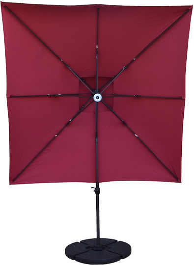 Umbrelă Profesională Suspendată Pătrată Din Aluminiu Roșie 3x3m