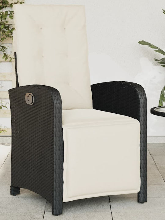 Scaun de exterior Rattan Negru cu pernă