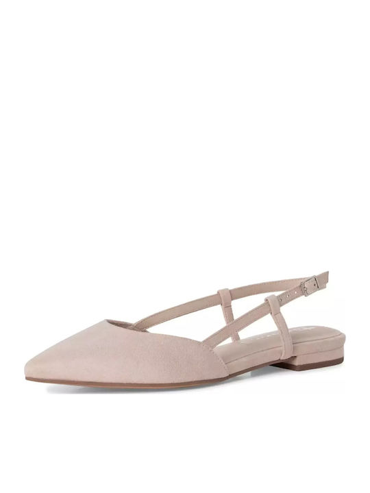Wildleder Damen Ballerinas Slingback Beigen