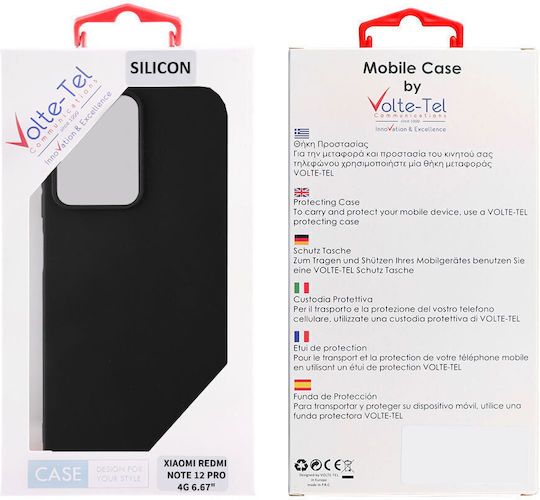 Volte-Tel Back Cover Σιλικόνης με Λουράκι Μαύρο (Redmi Note 12 Pro 4G)
