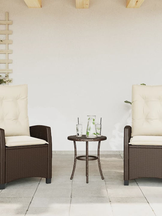Bistro Living Room Set for Small Outdoor Spaces 3 Pieces Brown with Pillows
