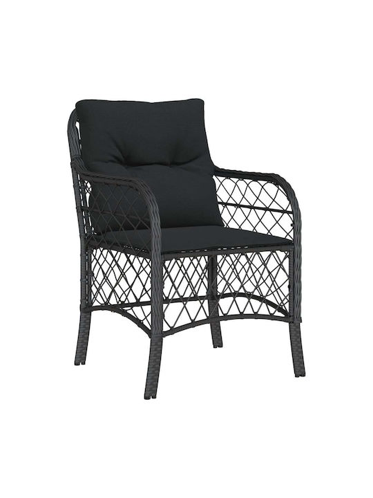 vidaXL Outdoor Lounge Set Bistro 3 Pieces Black with Pillows