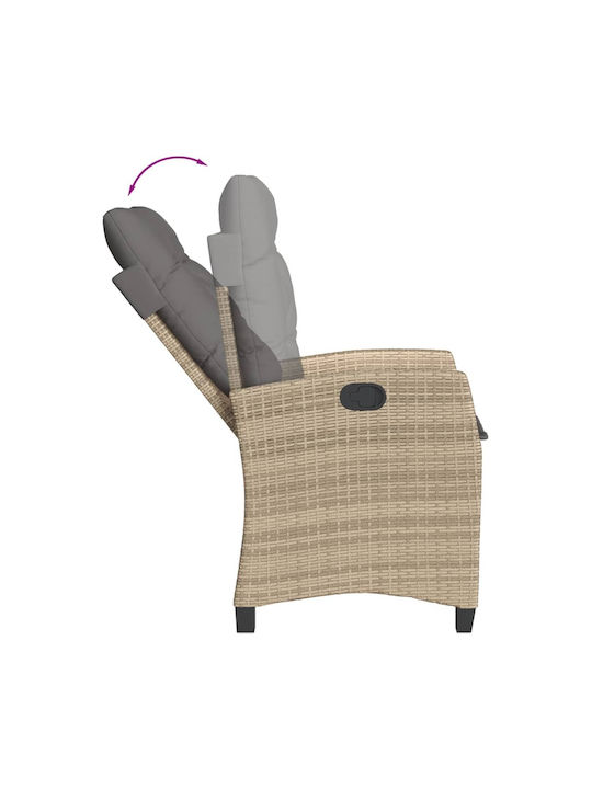 Bistro Living Room Set for Small Outdoor Spaces 3 Pieces Mixed Beige with Pillows