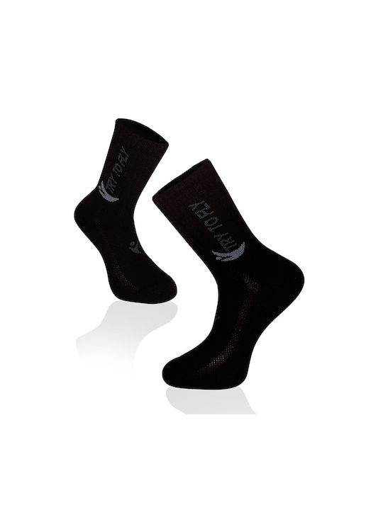 Try to Fly Tennis Sports Socks Black 1 Pair