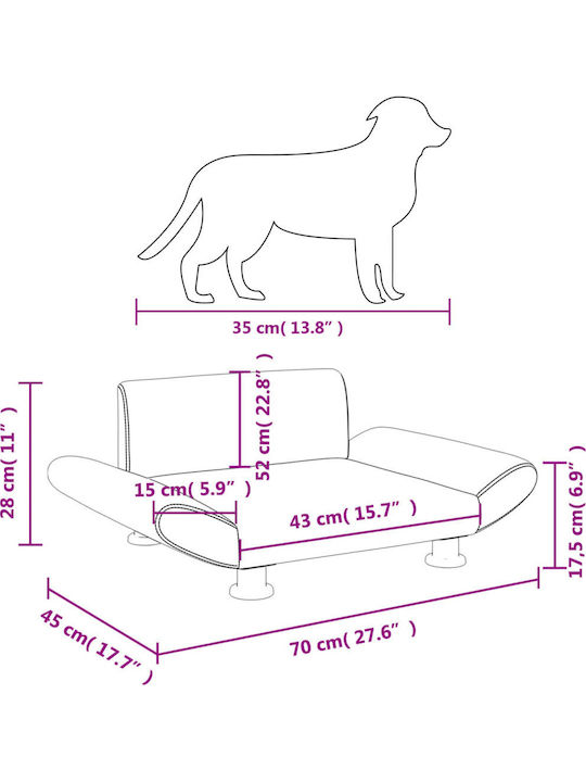 vidaXL Synthetic Leather Sofa Dog Bed Black 70x45cm