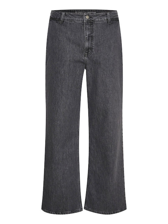 Tusa Women's Fabric Trousers Wide Line Medium Grey Black