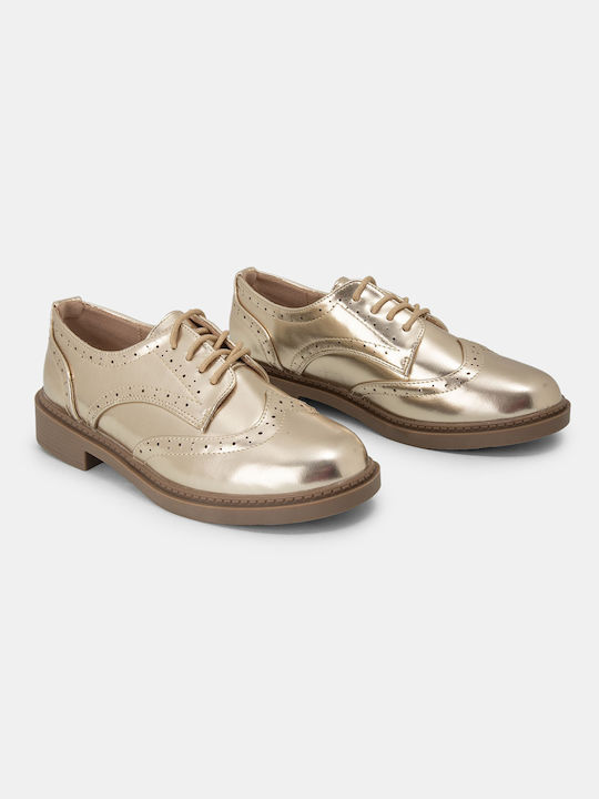 Bozikis Women's Synthetic Leather Oxford Shoes Gold